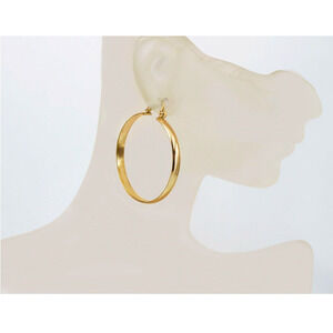 Vintage 1.20" Height Slightly domed Plain Hoop Gold Earrings True 1/20 -14k GF